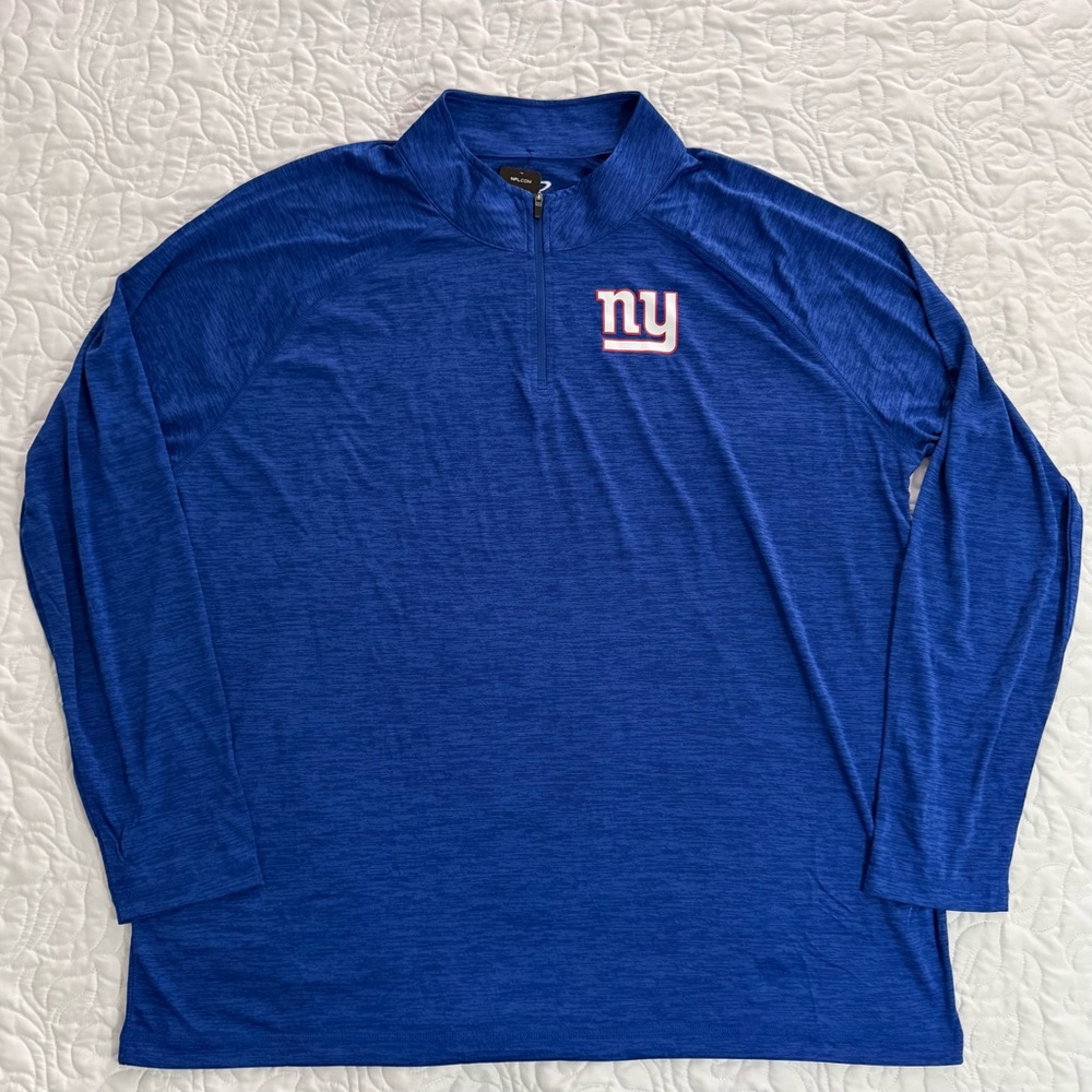 Men's NFL New York Giants Quarter Zip Long Sleeve Shirt 3XL New